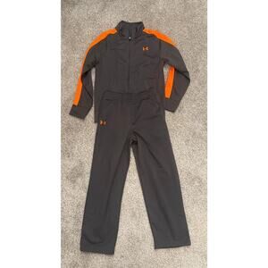 Boys Under Armour Orange/Gray Tracksuit Two Piece Jacket/Pants, 7